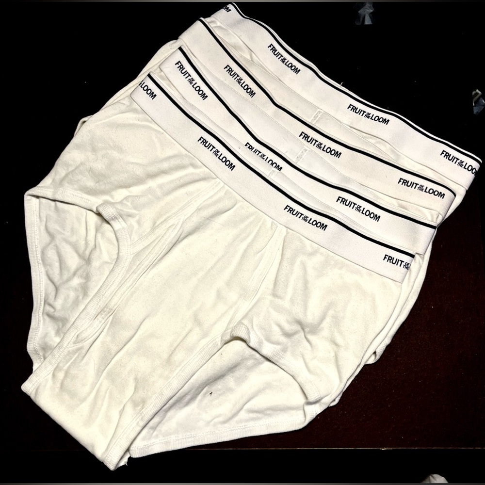 Fruit of the loom briefs, white, cotton, large